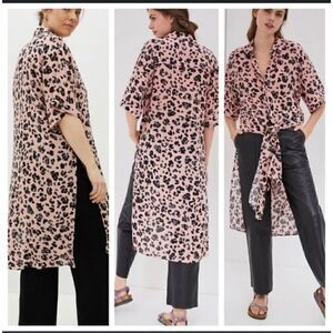 Anthropologie Maeve pink leopard print tunic top S
